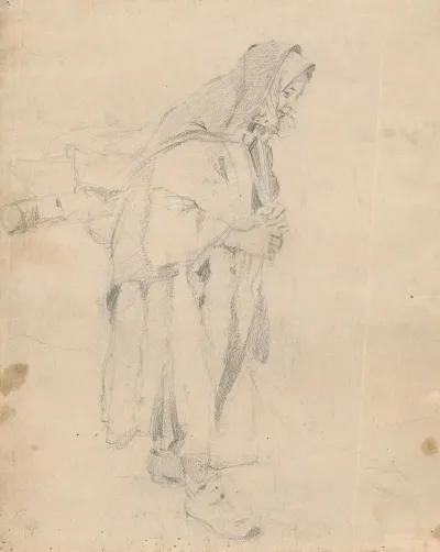 Woman With A Hamper Study Of An Old Woman Carrying Twigs