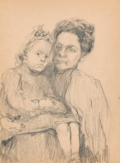 Woman With A Little Girl On Her Knee