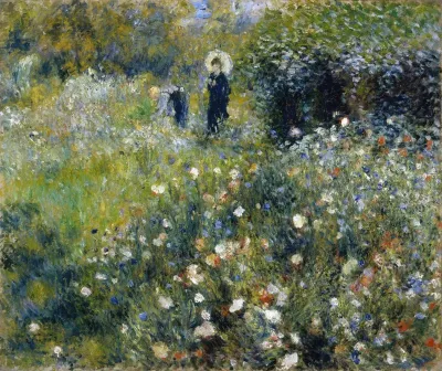 Woman With A Parasol In A Garden