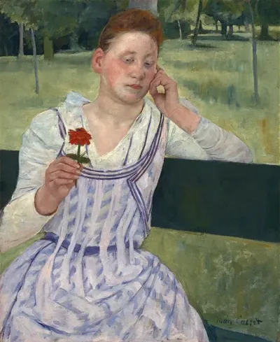 Woman With A Red Zinnia