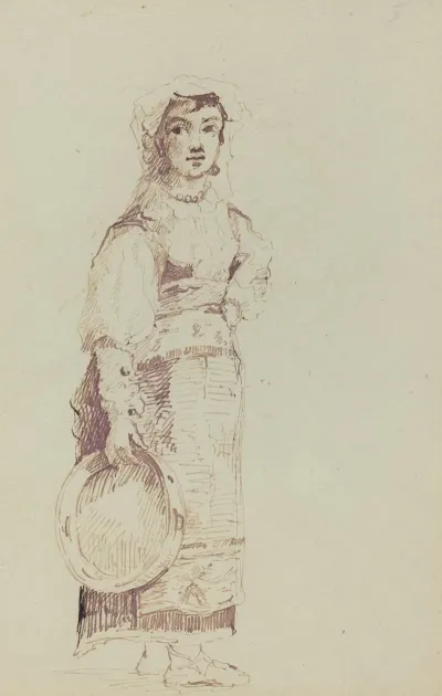 Woman With A Tambourine Verso