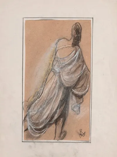 Woman With Bare Shoulder Seen From Behind