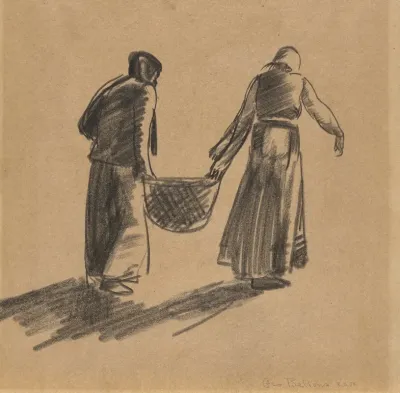 Woman With Basket And Cover Sheet With Printing Instructions