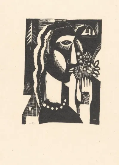 Woman With Flowers In Her Hand