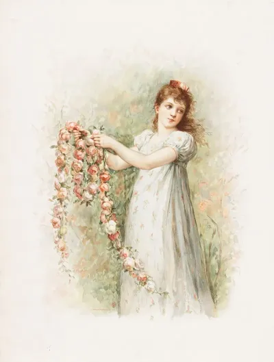 Woman With Garland Of Roses