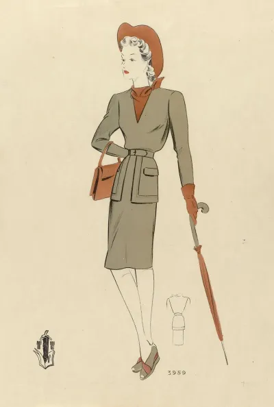 Woman With Handbag And Umbrella