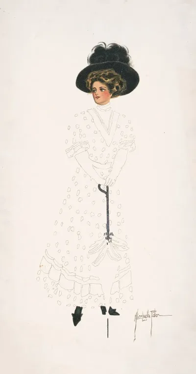 Woman With Hat And Umbrella