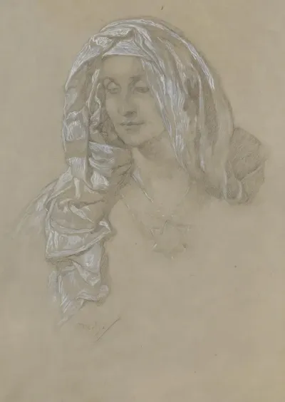 Woman With Headscarf And Star Medallion