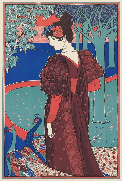 Woman With Peacocks La Femme Au Paon