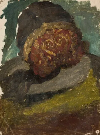 Womans Head In A Cap Back View Study For The Painting Defence Of Olsztyn By Karlinski