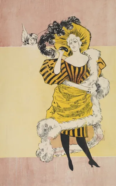 Womans In A Yellow Fur Coat