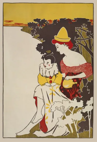 Womans Sits With Clown Child