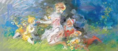 Women And Children Gathering Flowers