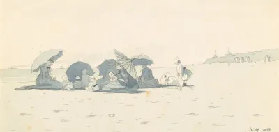Women And Children On Beach At Long Branch New Jersey