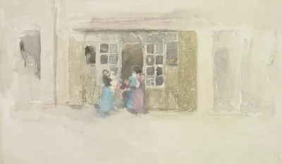 Women And Children Outside A Brittany Shop