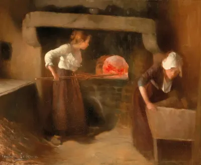 Women Baking Bread In Bretagne