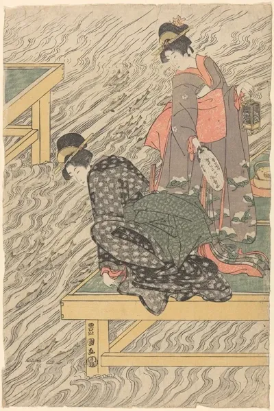 Women On Wharf Watching Fish