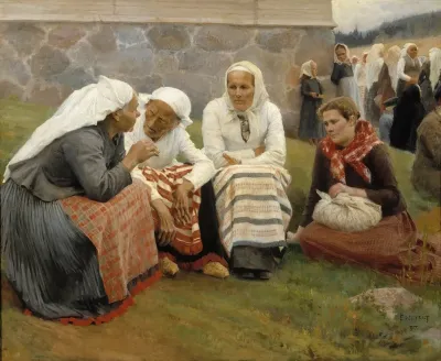 Women Outside The Church At Ruokolahti