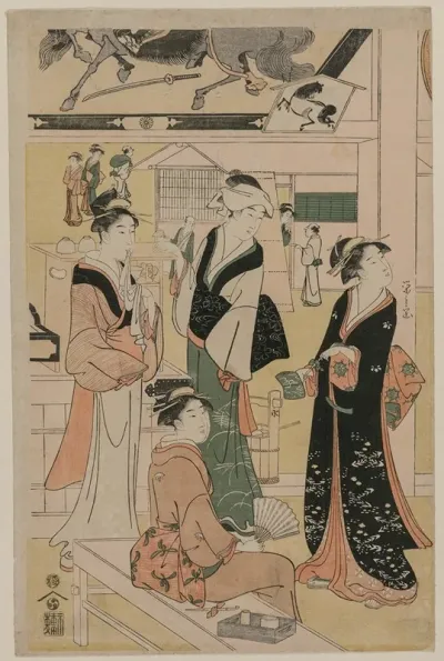 Women Visiting A Tea Stall On The Precincts Of A Temple
