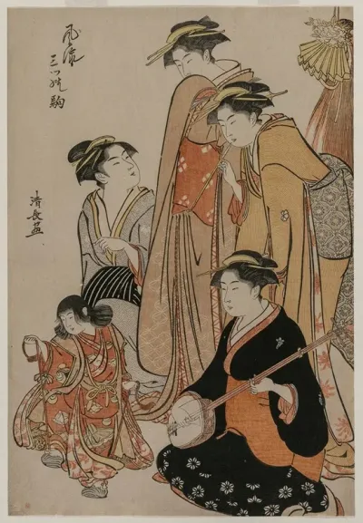 Women Watching A Girl Dance On Shells From The Series Fashionable Presentations Of Three Horses