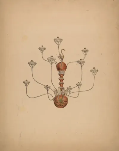 Wood And Tin Chandelier