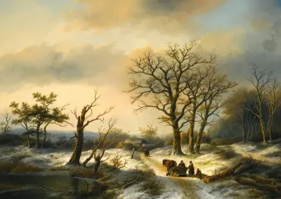 Wood Gatherers On A Snowy Path