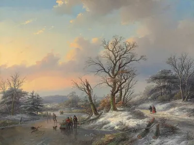 Wood Gatherers On The Ice