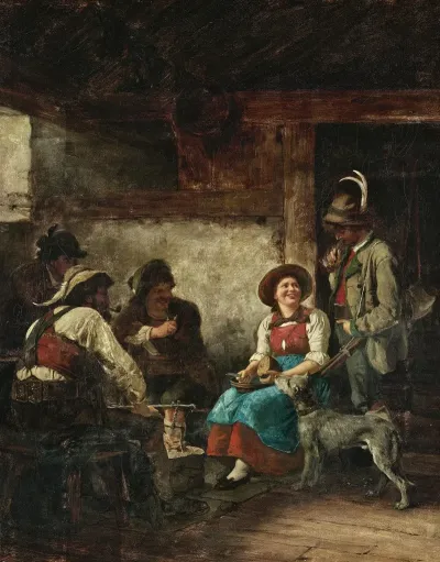 Woodcutters In An Alpine Hut