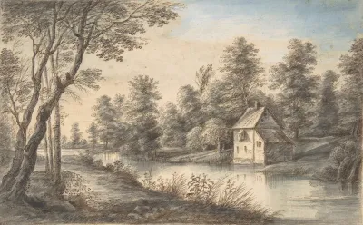 Wooded Landscape With A House Beside A River