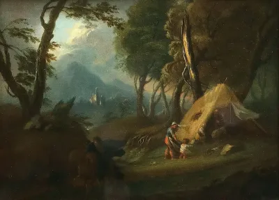 Wooded Landscape With A Hut In A Storm