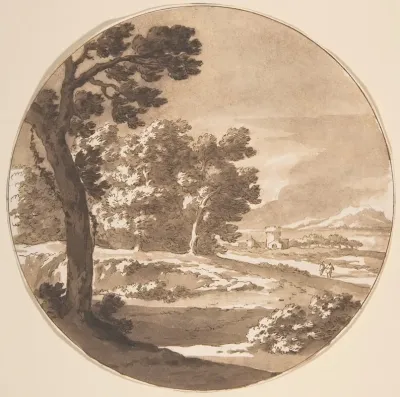 Wooded Landscape With Figures On A Road