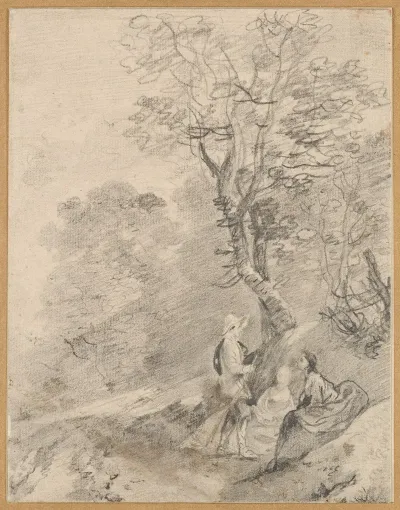 Wooded Landscape With Group Of Figures