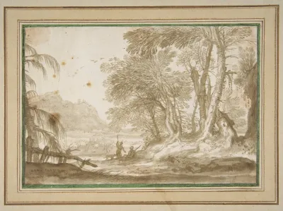 Wooded Landscape With Two Figures