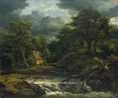 Wooded Landscape With Waterfall And Approaching Storm 2