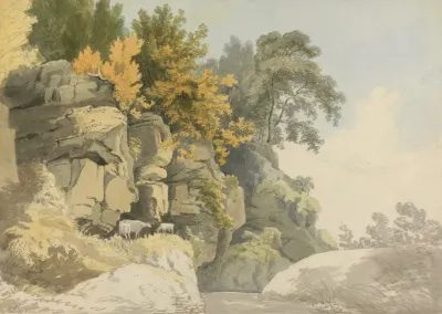 Wooded Rocks By A Stream