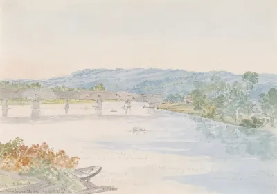 Wooden Bridge On The Mohawk River Schenectady U S July 20th 1846