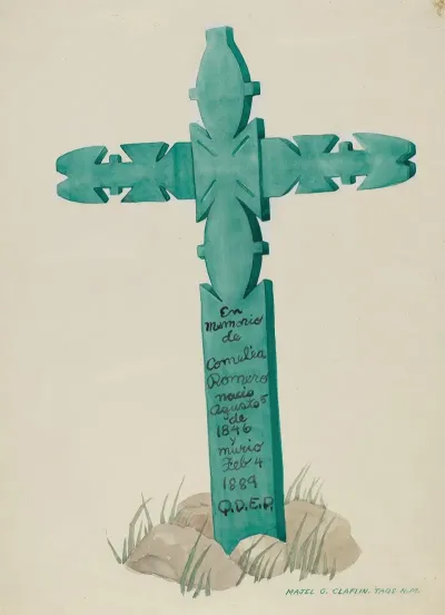 Wooden Cross Carved Used As Headstone
