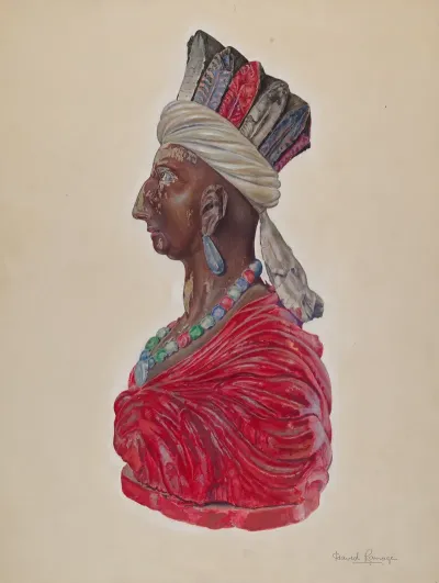 Wooden Indian Bust 2