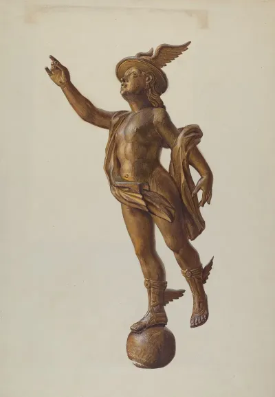 Wooden Mercury Figure
