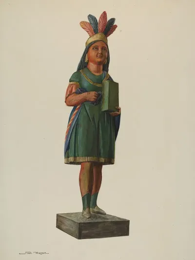 Wooden Pocahontas Store Figure