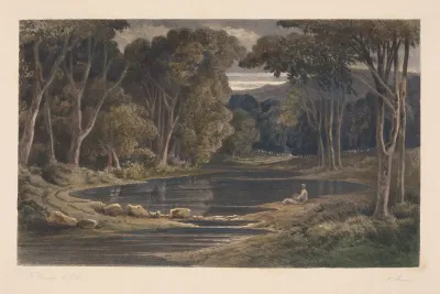 Woodland Pool With Seated Figure Francis Danby