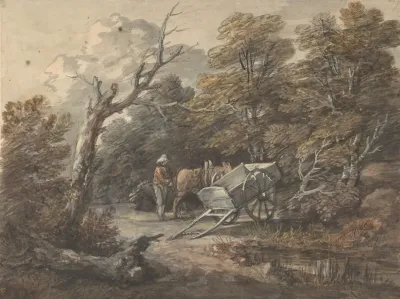 Woodland Scene With A Peasant A Horse And A Cart 2