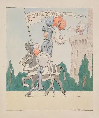 Woodrow Wilson As A Medieval Knight His Horse Is The Democratic Party Donkey His Shield Is Pure Democracy And His Lance Is Equal Privilege