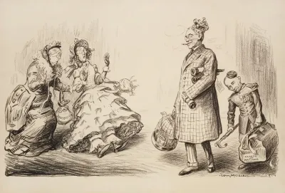 Woodrow Wilson Walks By Two Shocked Older Ladies Representing Prohibition And Democracy