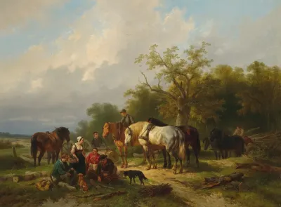 Woodworkers Resting On The Edge Of A Forest