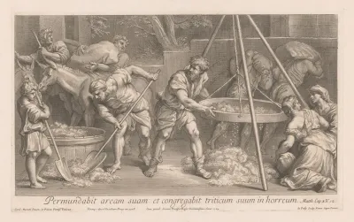 Workers Processing Grain
