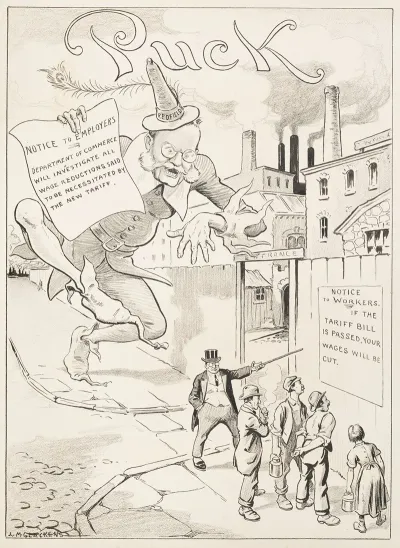 Workers Stand Outside Factory Reading Notice
