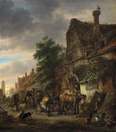 Workmen Before An Inn