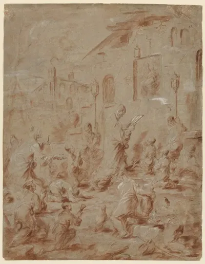Worshippers At A Street Shrine