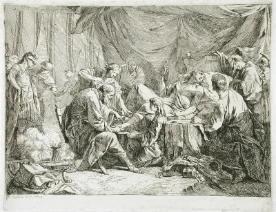 Wounded Antiochus After His Fall Dictating His Will